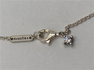 PANDORA Double Heart Pendant Sparkling Collier Necklace 17.7